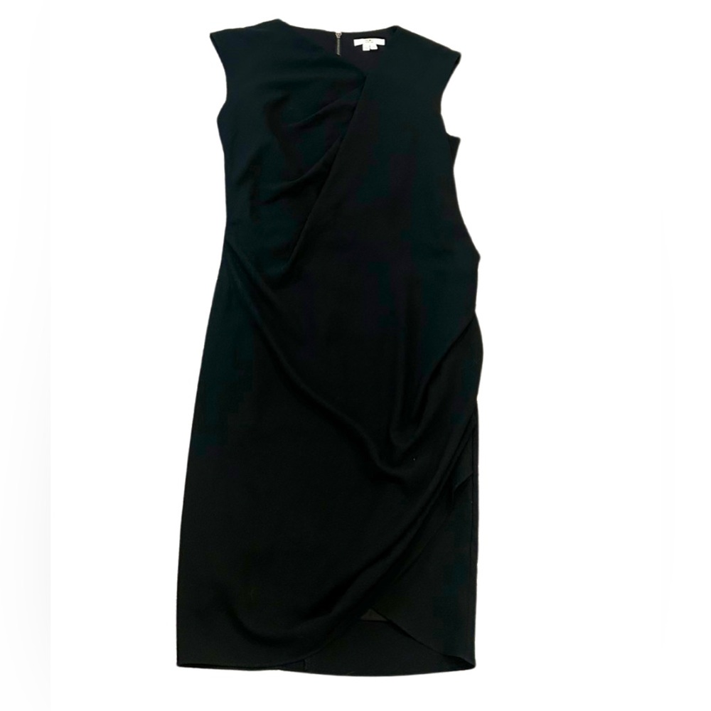 Helmut Lang Dry Crepe Asymmetrical Black Dress | Size Small - Picture 3 of 7